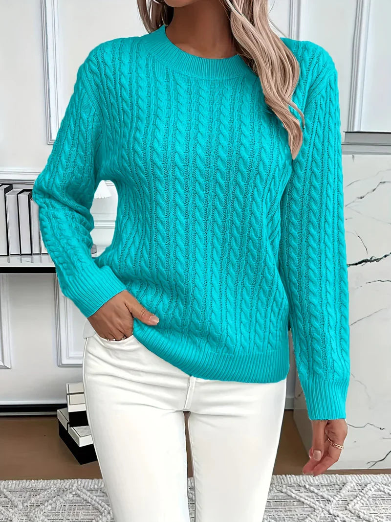 Quinisha™ – Strikket Kabelstrik Sweater med Klassisk Elegance
