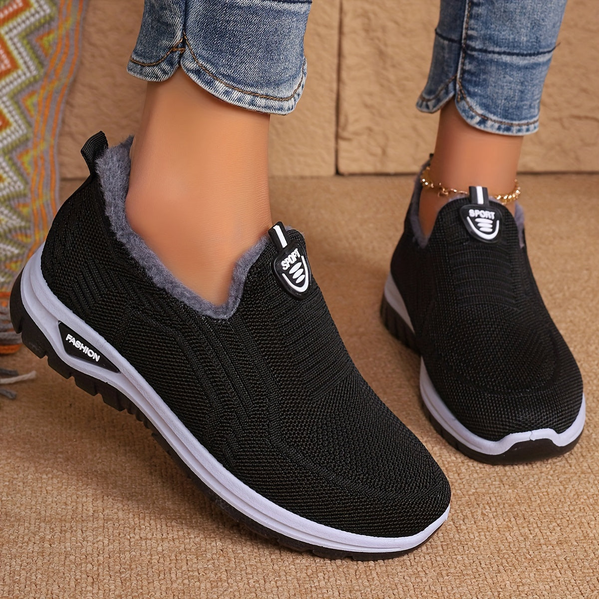 Kvinders Skridsikre Slip-On Vinterstøvler med Varm Foring