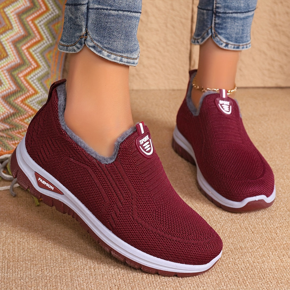 Kvinders Skridsikre Slip-On Vinterstøvler med Varm Foring