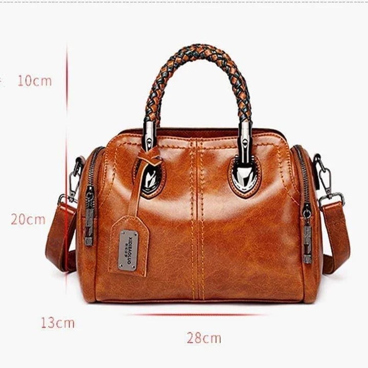 Retro™ – Stor Håndtaske i Ægte Vokset Læder