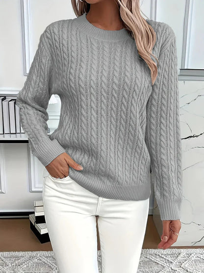 Quinisha™ – Strikket Kabelstrik Sweater med Klassisk Elegance