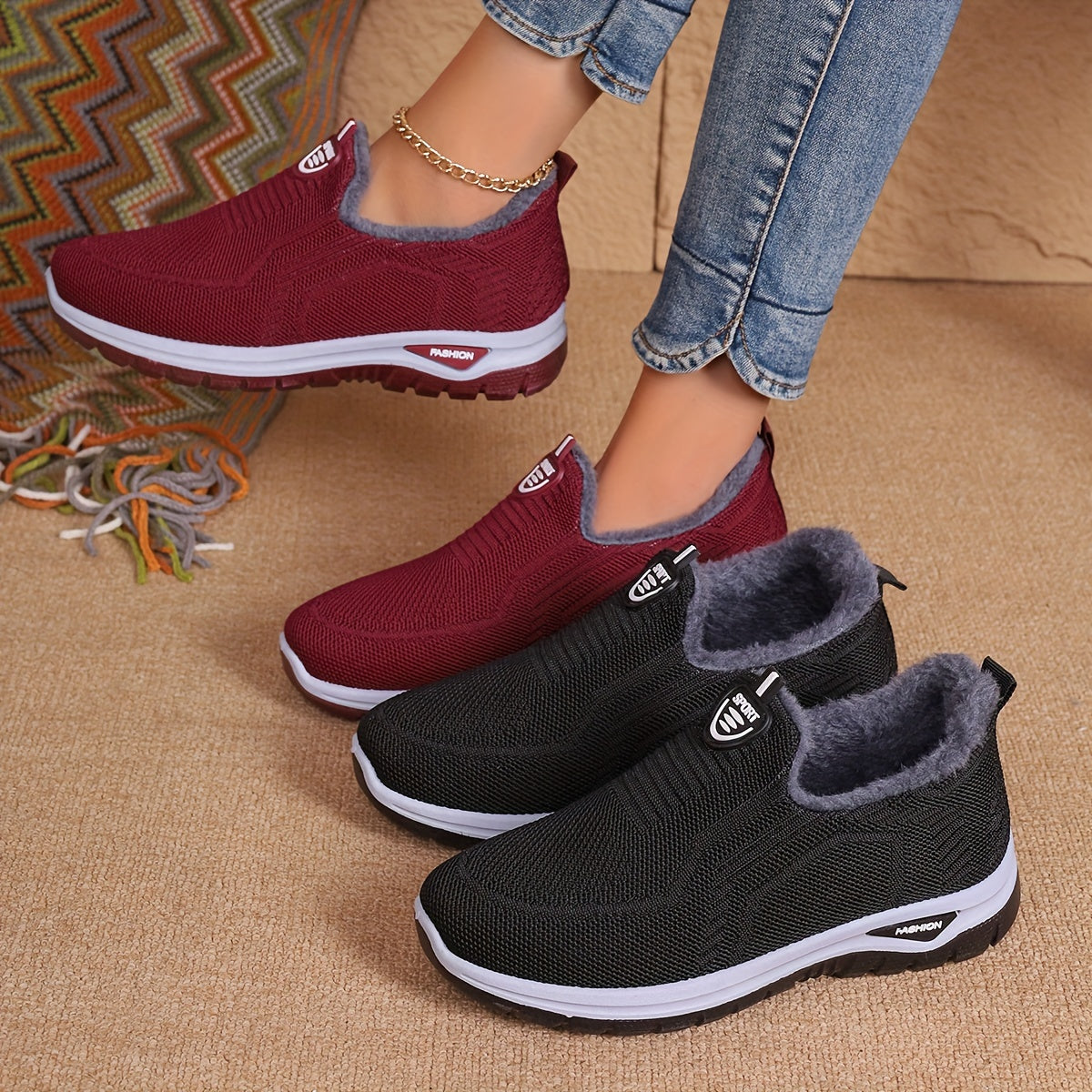 Kvinders Skridsikre Slip-On Vinterstøvler med Varm Foring