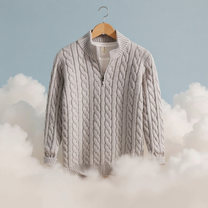 Spencer™ – Klassisk Striktrøje med Halv Lynlås