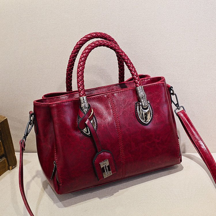 Retro™ – Stor Håndtaske i Ægte Vokset Læder