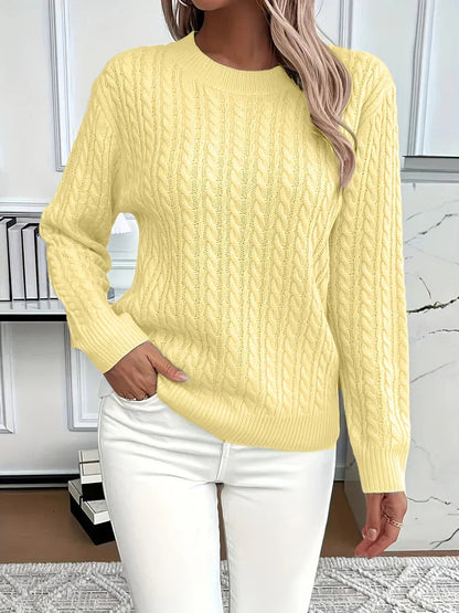 Quinisha™ – Strikket Kabelstrik Sweater med Klassisk Elegance