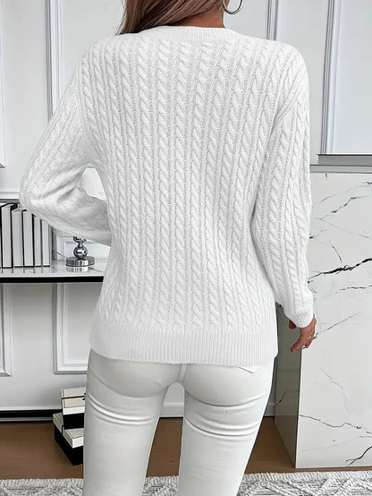 Quinisha™ – Strikket Kabelstrik Sweater med Klassisk Elegance