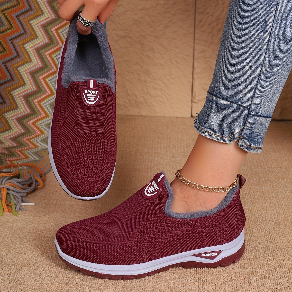 Kvinders Skridsikre Slip-On Vinterstøvler med Varm Foring