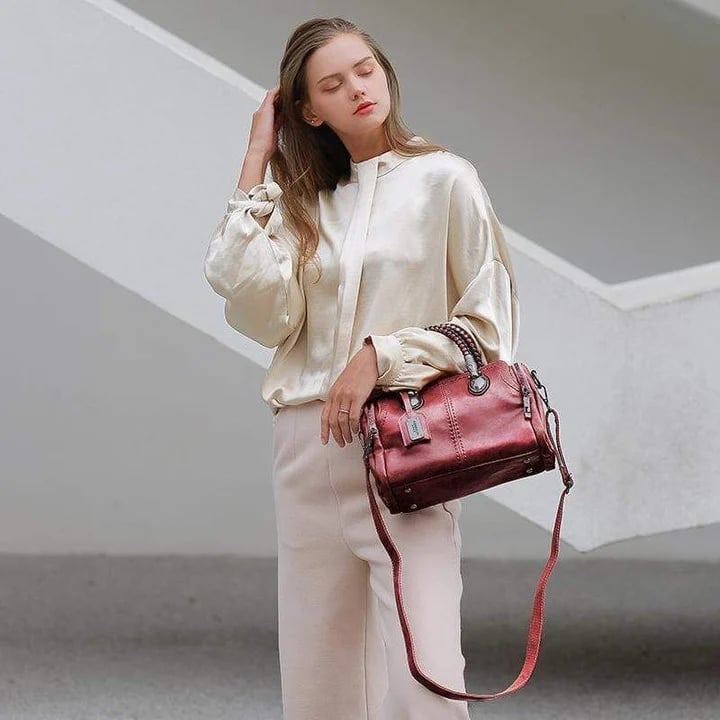 Retro™ – Stor Håndtaske i Ægte Vokset Læder