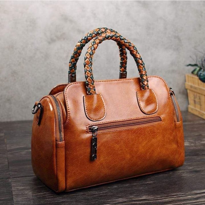 Retro™ – Stor Håndtaske i Ægte Vokset Læder