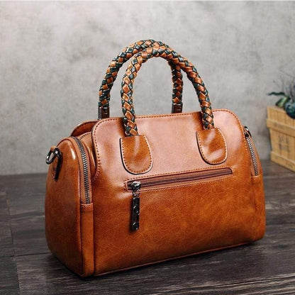 Retro™ – Stor Håndtaske i Ægte Vokset Læder