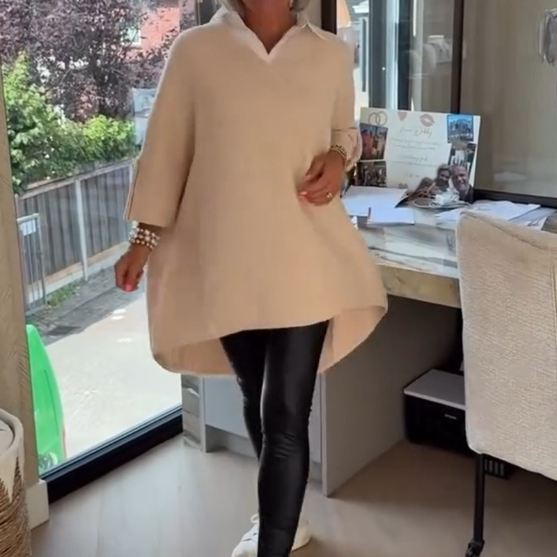 Dame Skjorte med Lange Ærmer og Løs Pasform