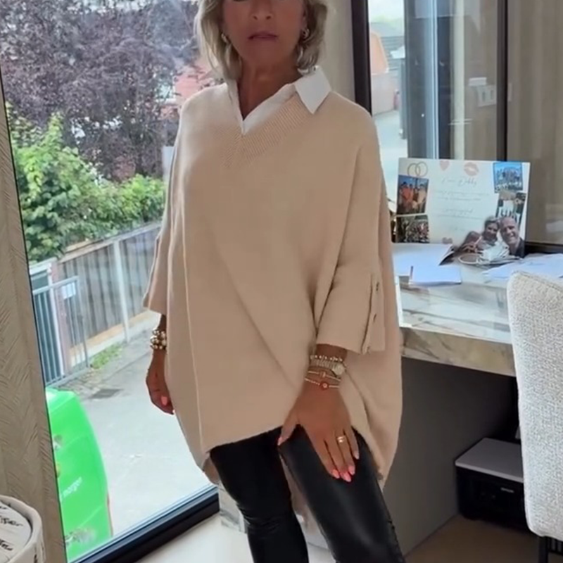 Dame Skjorte med Lange Ærmer og Løs Pasform